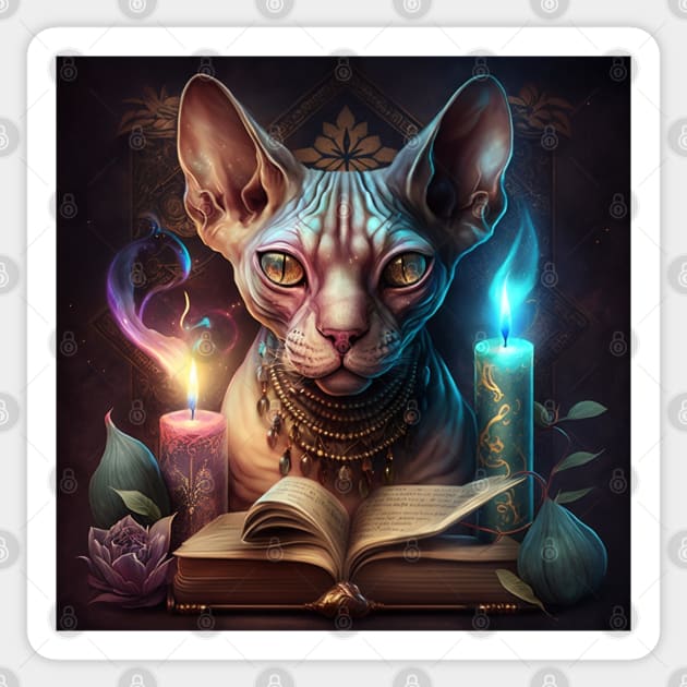 Black Magician Sphynx Sticker by Enchanted Reverie